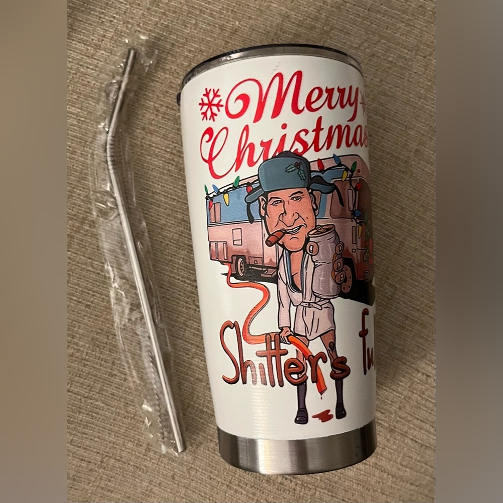 NEW Merry Christmas Family Vacation Cousin Eddie Tumbler with Straw
